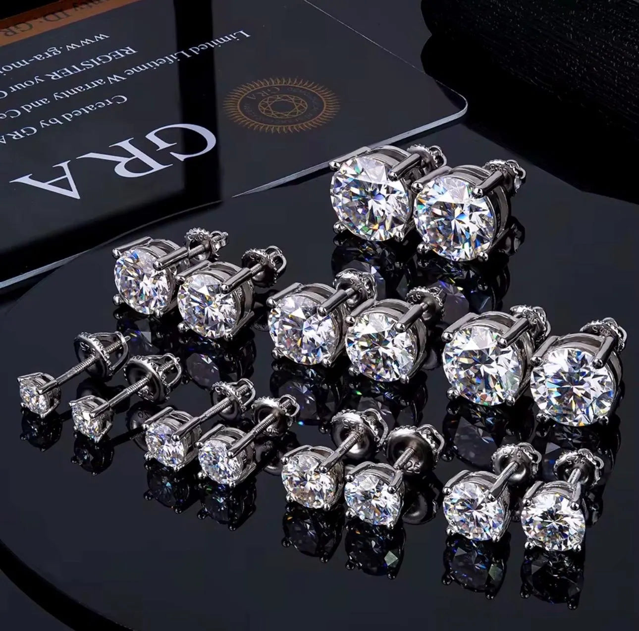 Moissanite Stud Earrings 3Mm–10Mm, 925 Sterling Silver Screw Back, VVS1 GRA Certified, Diamond Alternative Studs for Men Women, Mothers Day