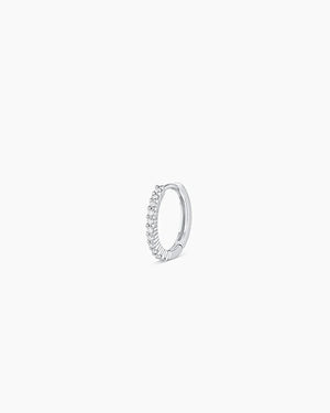 14K White Gold Diamond Pavé Single Huggie
