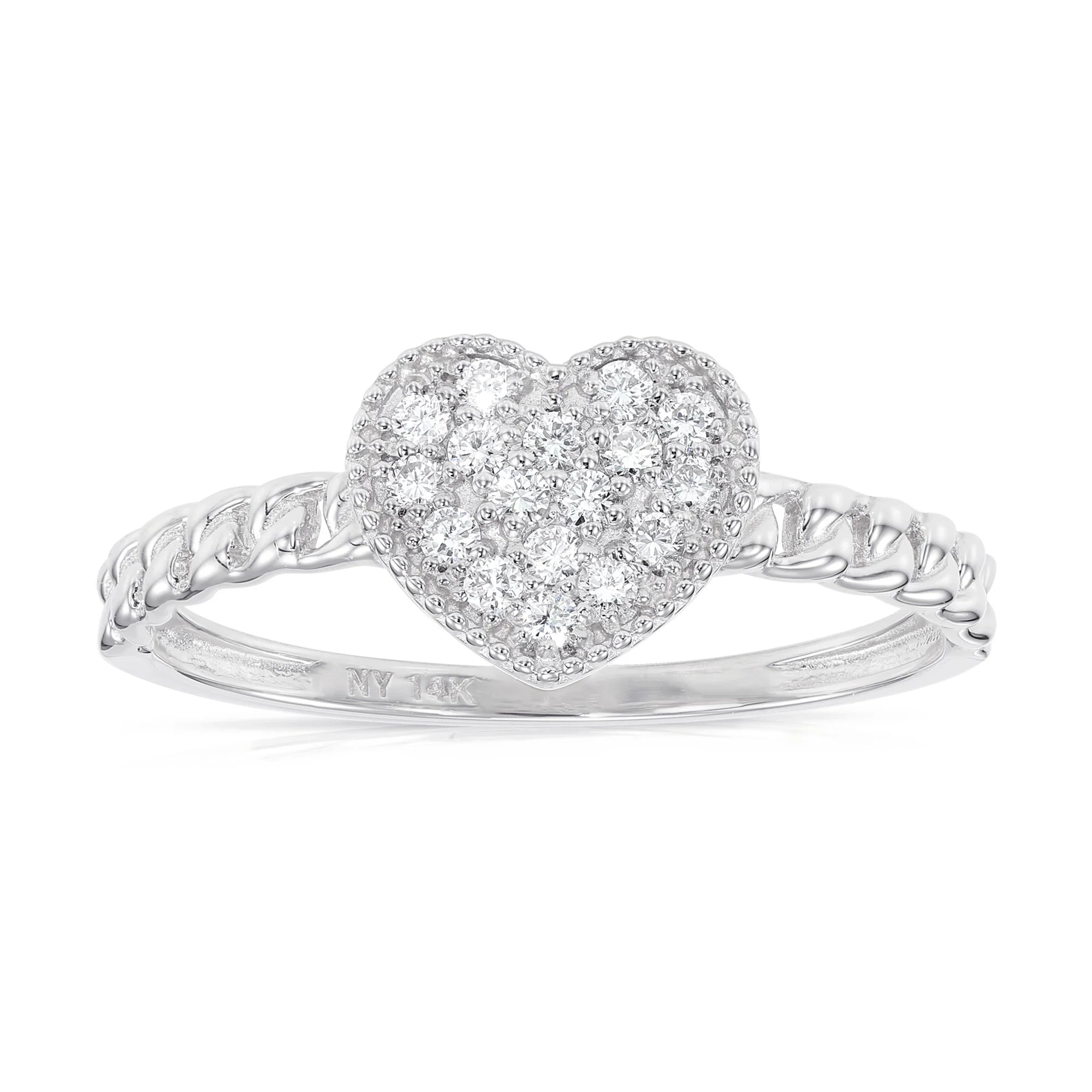 14K Gold Lab Diamond Heart Ring, 0.17Ctw
