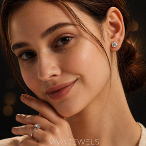 VVS1 2CT Moissanite Solitare Stud Earrings White Gold Plated, 8Mm