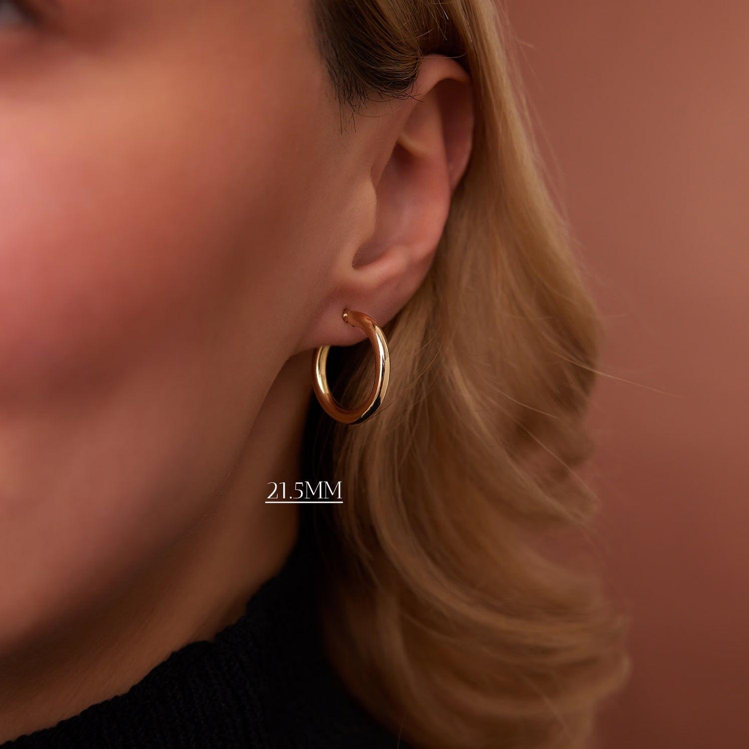 Dainty 14K Gold Hoop Earrings - 3MM Thickness, Available in Small, Medium & Large Sizes, sold as a Pair.