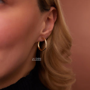 Dainty 14K Gold Hoop Earrings - 3MM Thickness, Available in Small, Medium & Large Sizes, sold as a Pair.