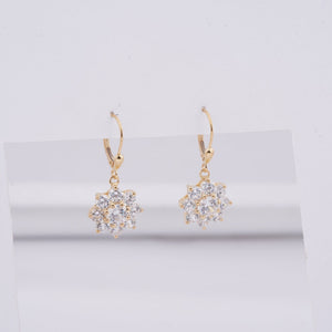 GRA Moissanite Flower Earrings, 14K Gold Plated Sterling Silver Lever Back Drop