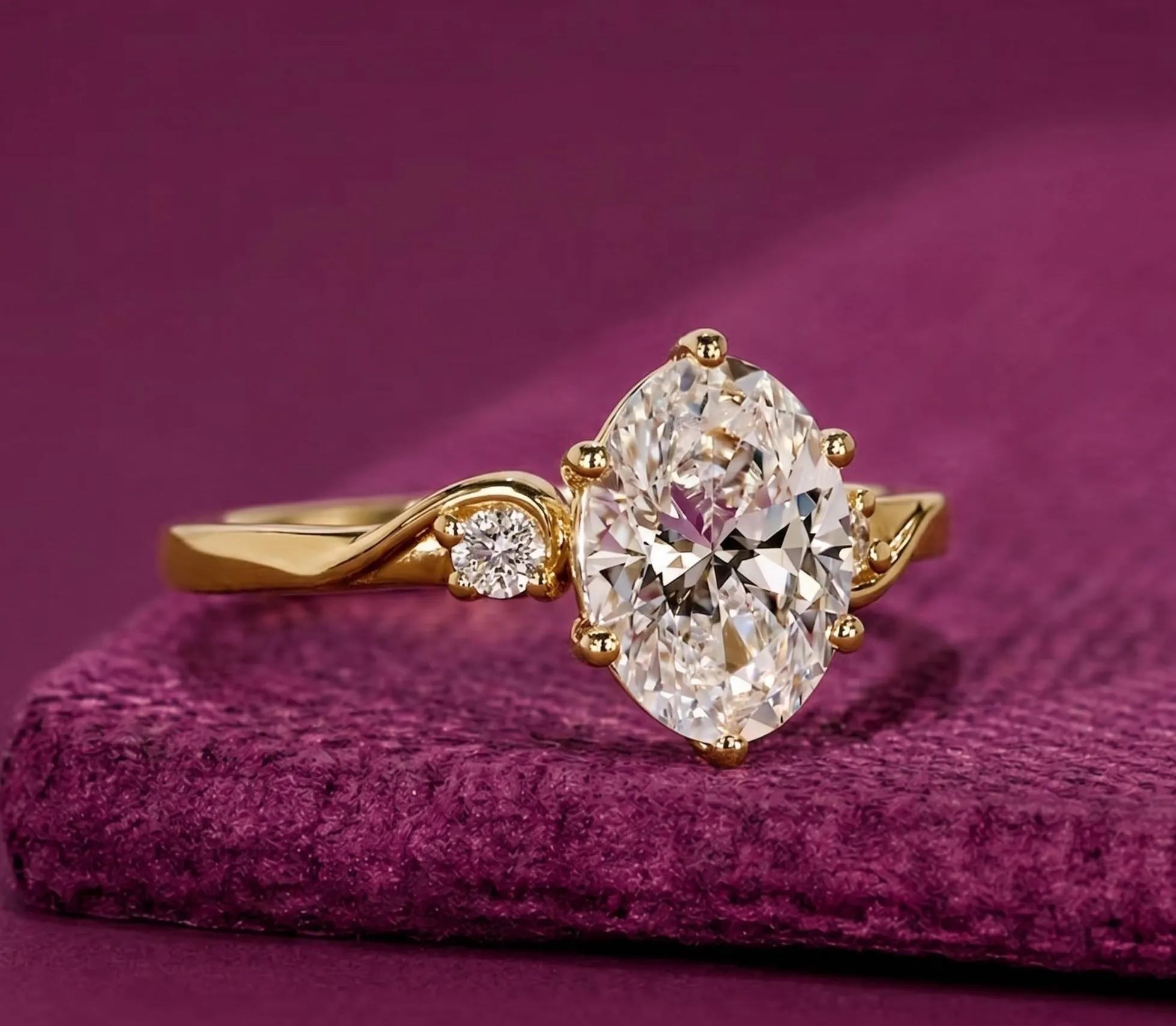 Oval Diamond Engagement Ring Genuine Lab Grown Diamond Ring Solid Gold 10K 14K 18K Ring Oval Proposal Ring 3 Stone Ring Anniversary Gifts