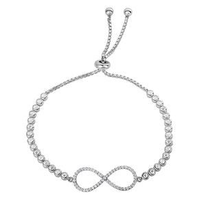 CZ Infinity Love Bracelet with Cubic Zirconia Stones in Sterling Silver