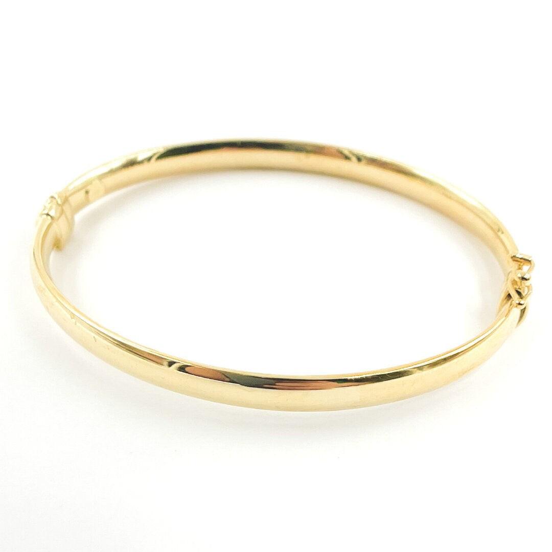 Elegant 14K Solid Gold Hinged Bangle Bracelet - 7 Inch Hollow Smooth Stackable Design.