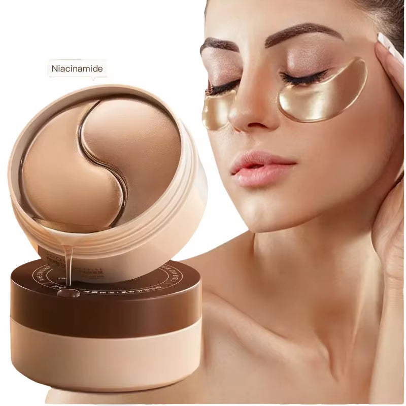 A Box of 60 Caffeine Nicotinamide Radiant Firming Eye Masks, Rich in Ingredients Beneficial for the Body, Can Be Used on the Entire Face, Releasing Eye Strain at Any Time, Moisturizing, Firming, Alcohol-Free, Suitable for All Skin Types, Unisex