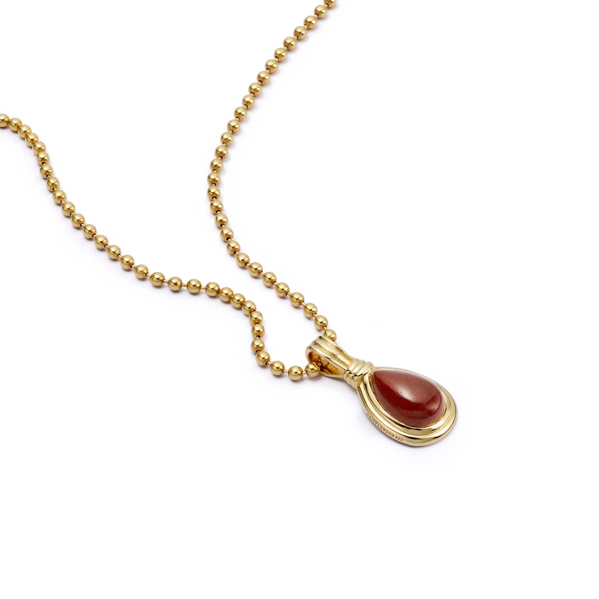 Red Jasper Pear Necklace 18Ct Gold Plate
