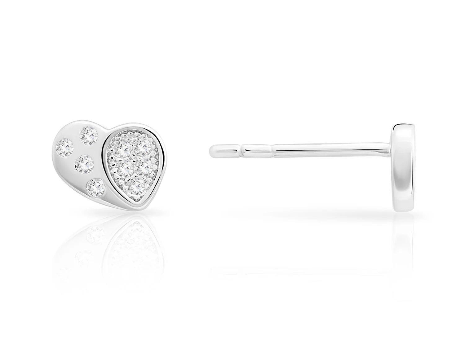 Elegant Sterling Silver CZ Heart Stud Earrings - Perfect Gift for Any Occasion.