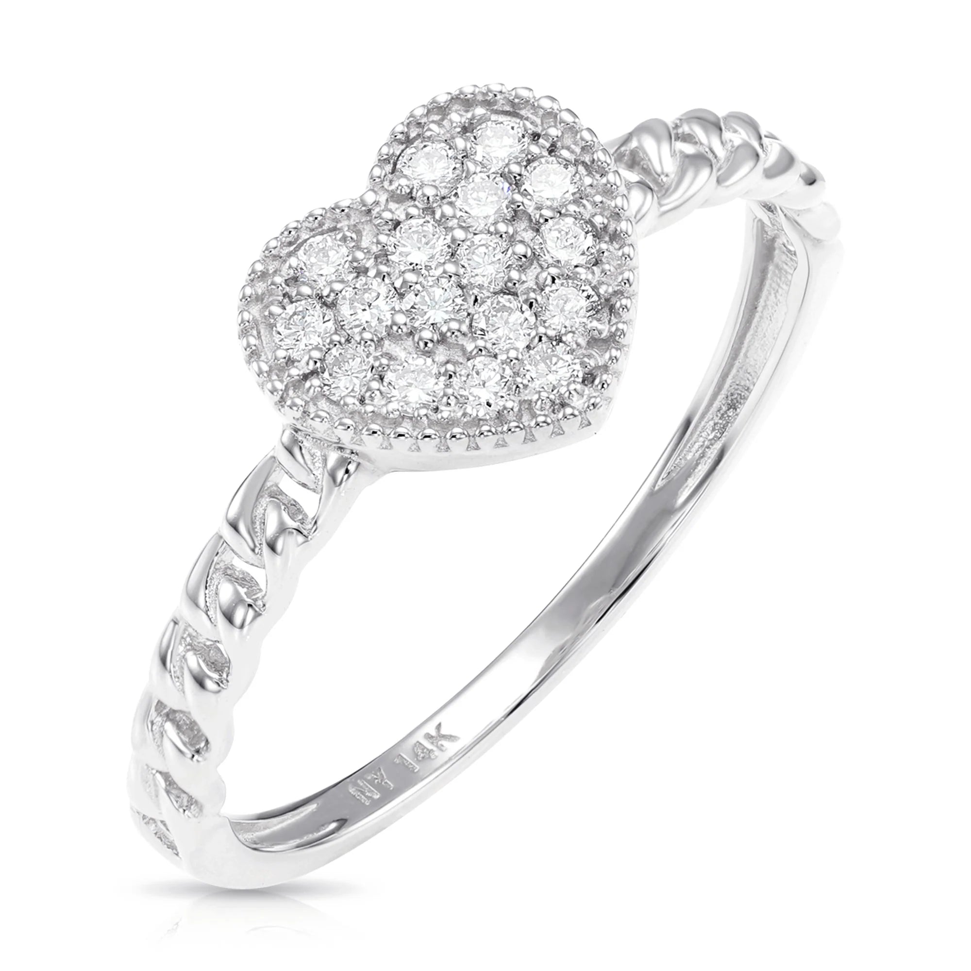14K Gold Lab Diamond Heart Ring, 0.17Ctw