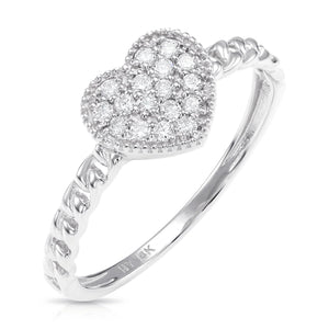 14K Gold Lab Diamond Heart Ring, 0.17Ctw