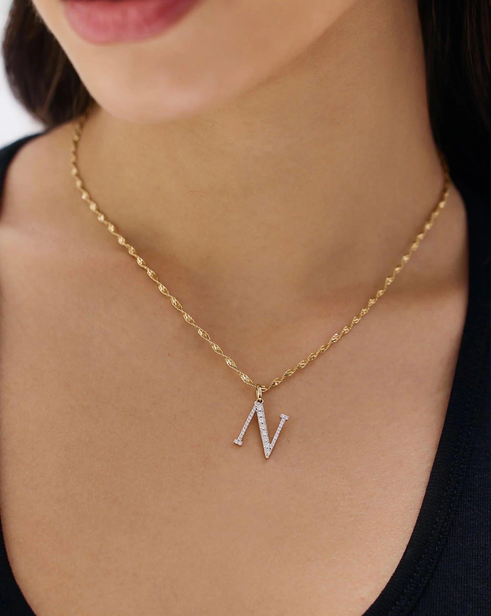Exquisite Large Diamond Initial Pendant - Personalize Your Elegance.