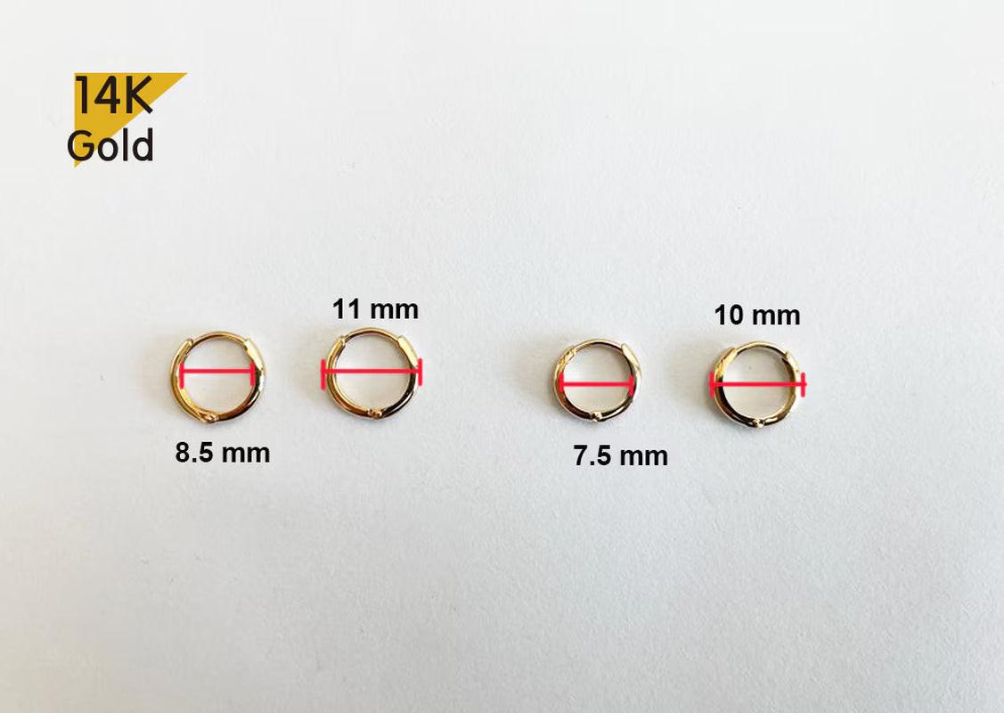 Stunning 14K Solid Gold Minimalist Hoop Earrings - Elegant and Versatile, Available as Single or Pair.