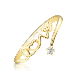 14K Yellow Gold Script LOVE Ring - Perfect Romantic Gift for Her, Ideal for Anniversaries & Birthdays.
