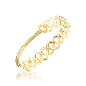 14K Yellow Gold Dainty Heart Link Ring