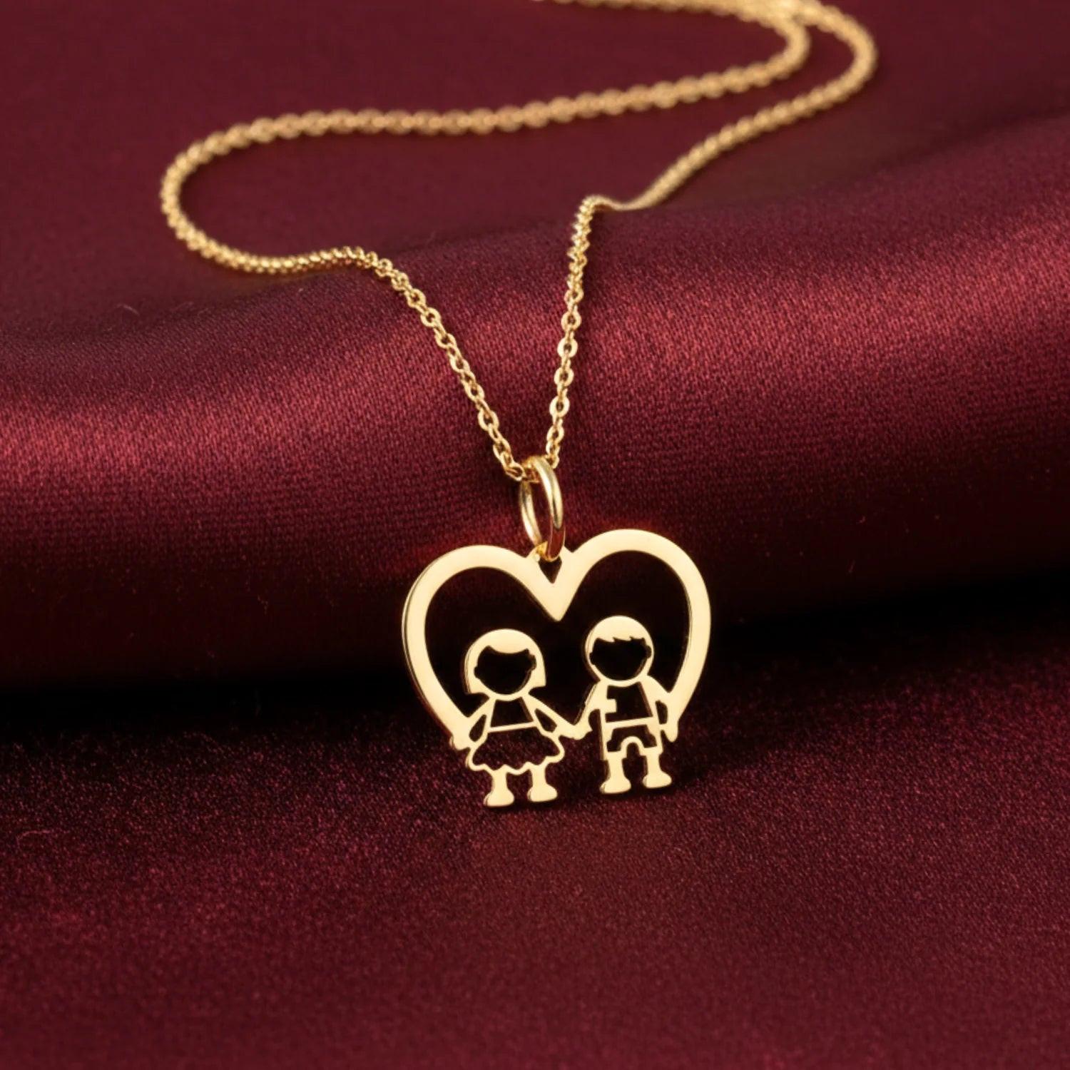 Stunning 14K Yellow Gold Heart Pendant Necklace for Boys & Girls.