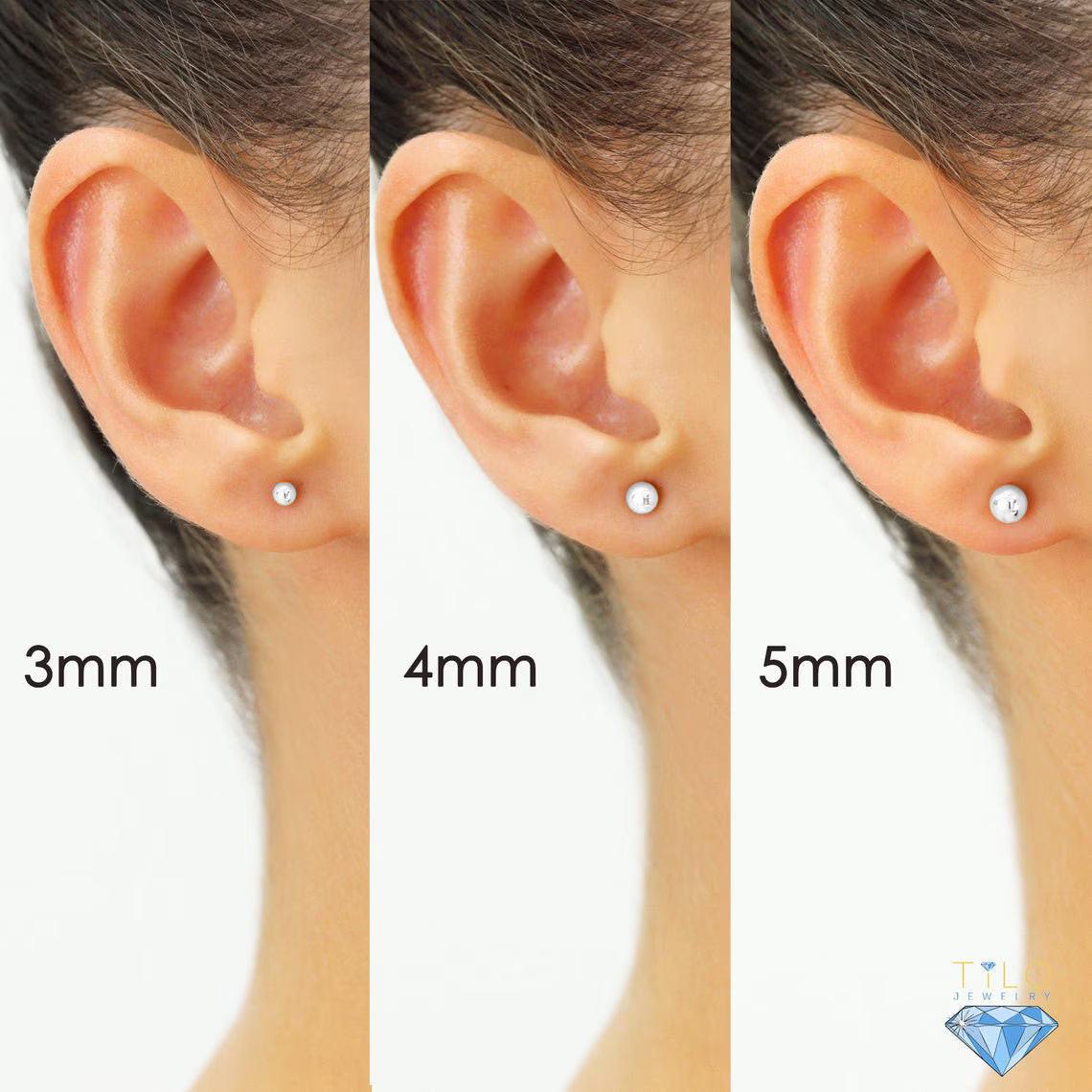 Stylish Set of 3 Unisex 14K Yellow and White Gold Ball Stud Earrings with Secure Screwbacks.