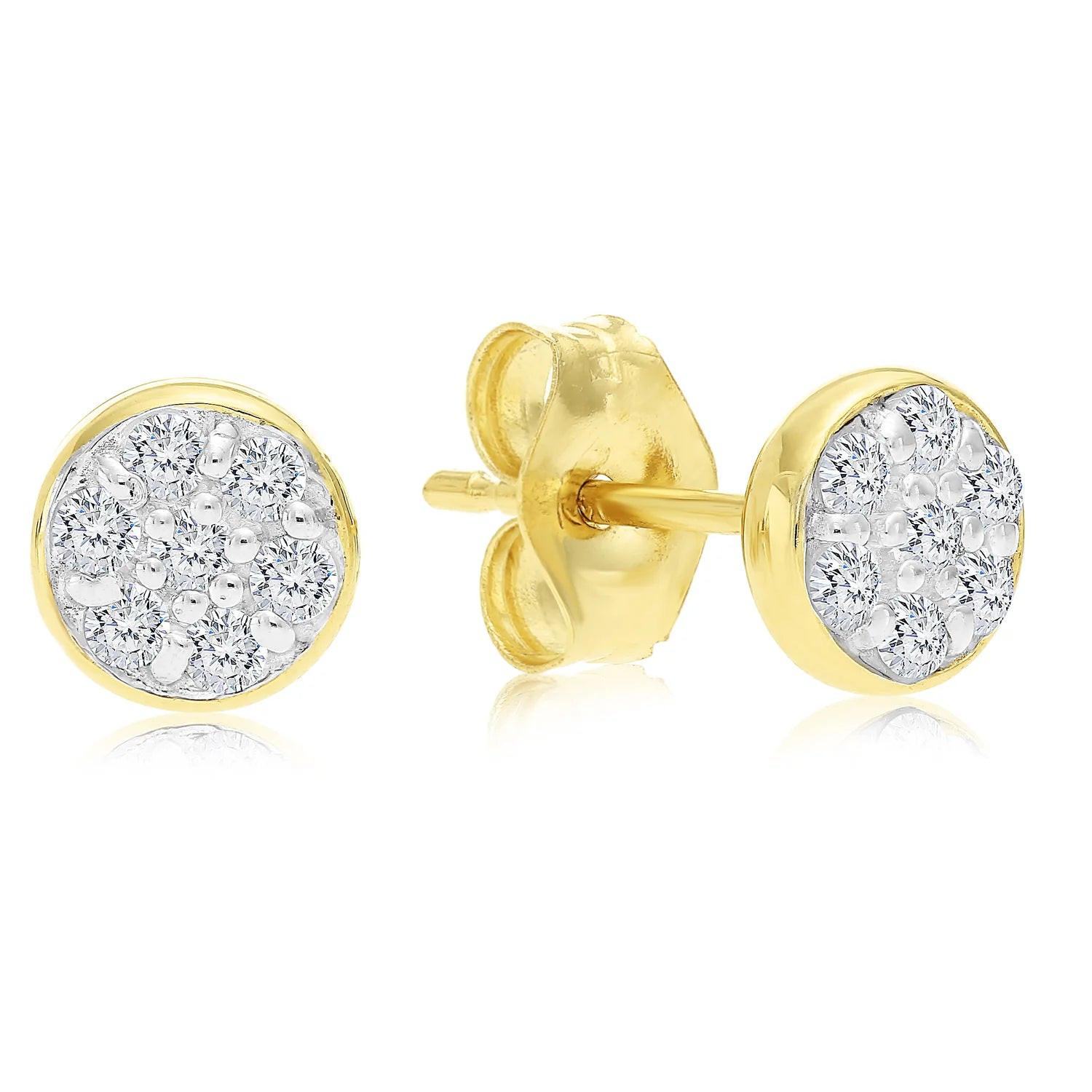 Elegant 14K Yellow Gold Diamond Stud Earrings - 0.10 Carats of Sparkling Perfection.