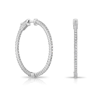 Stunning 14K White Gold Inside-Out Diamond Hoop Earrings - 1.03 CTW Elegance.