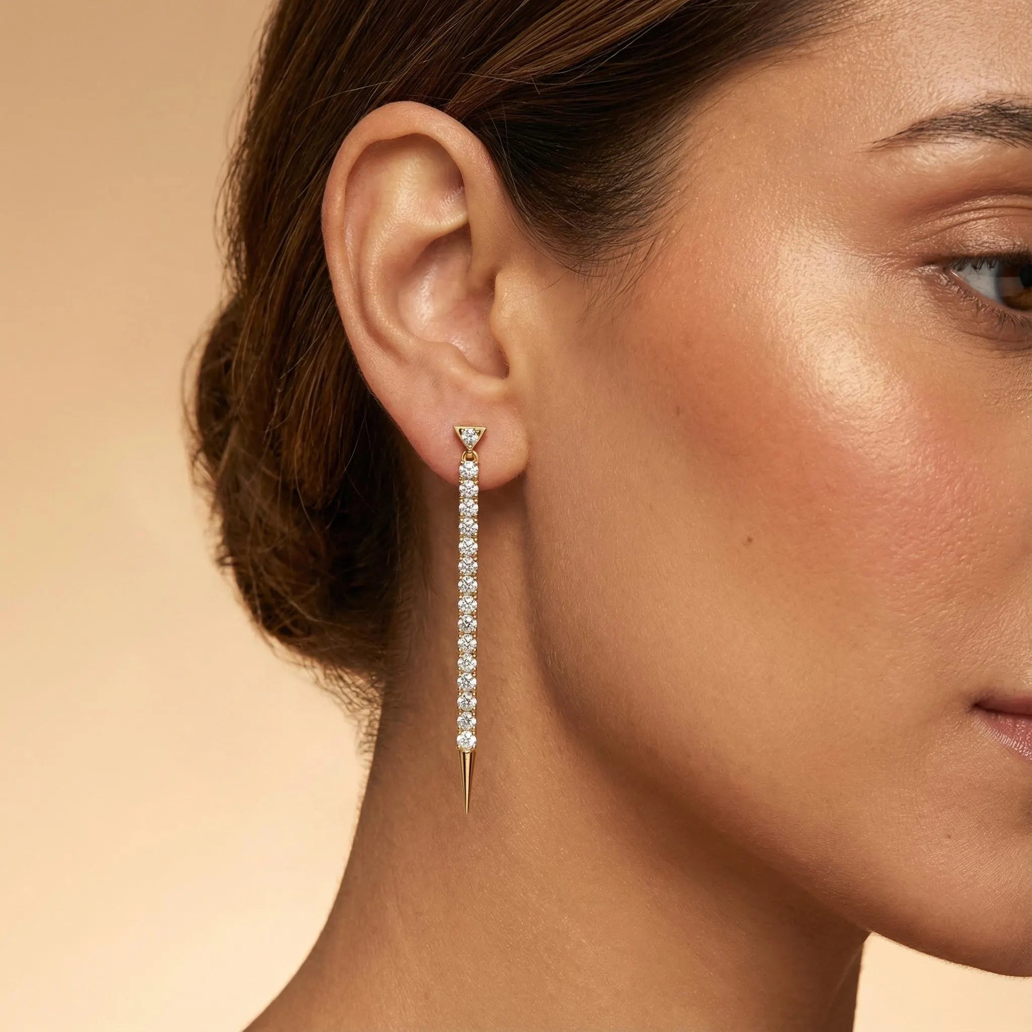 Bridal Drop Diamond Earring, Long Chain Earrings 14K White Gold