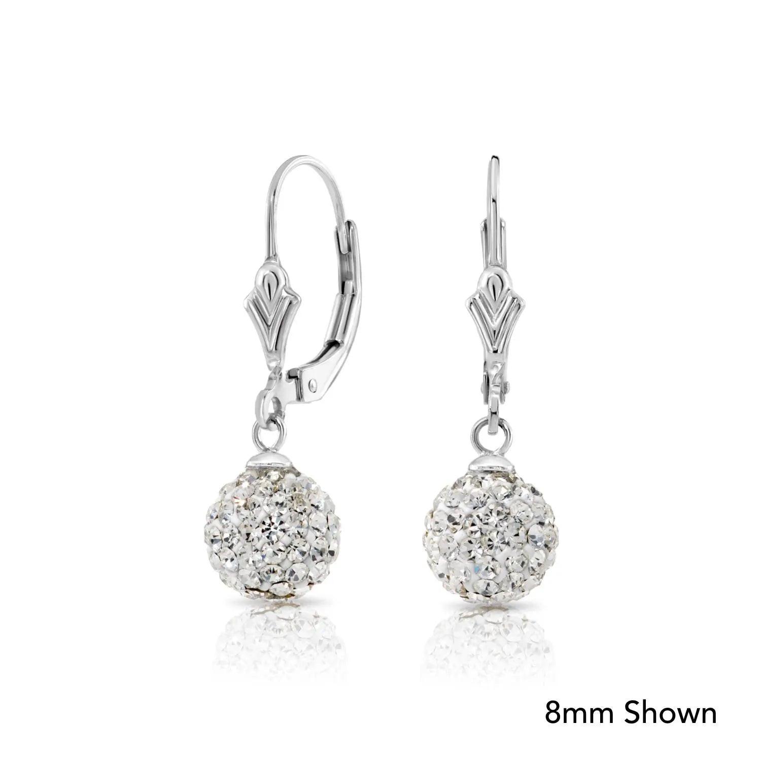 Elegant 925 Sterling Silver Crystal Ball Dangle Earrings with French Back - Perfect Gift for Her.