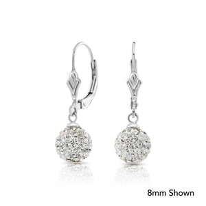 Elegant 925 Sterling Silver Crystal Ball Dangle Earrings with French Back - Perfect Gift for Her.