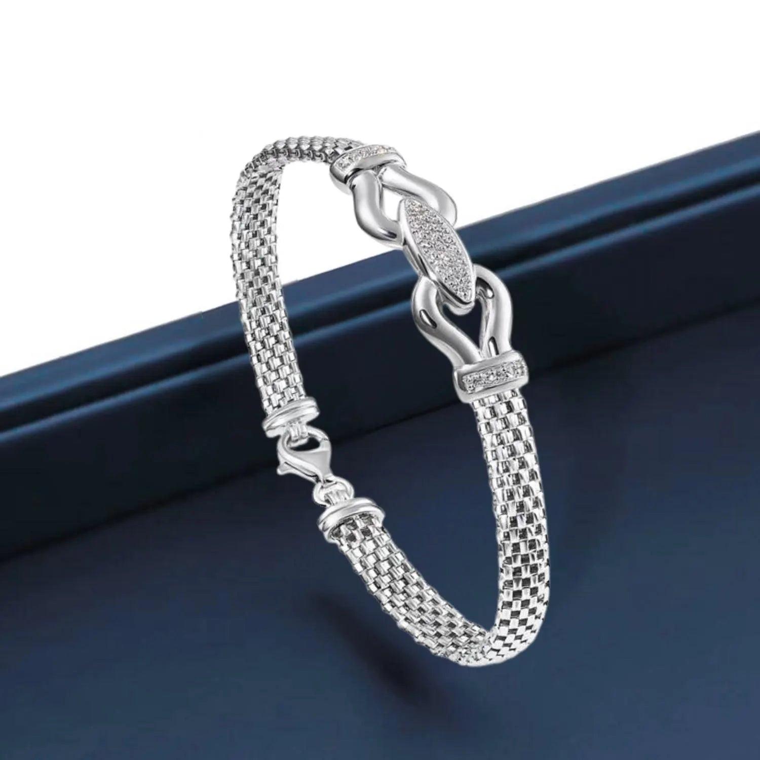 Exquisite 925 Sterling Silver Handmade Italian Reversal Bracelet – Fine Jewelry Elegance.