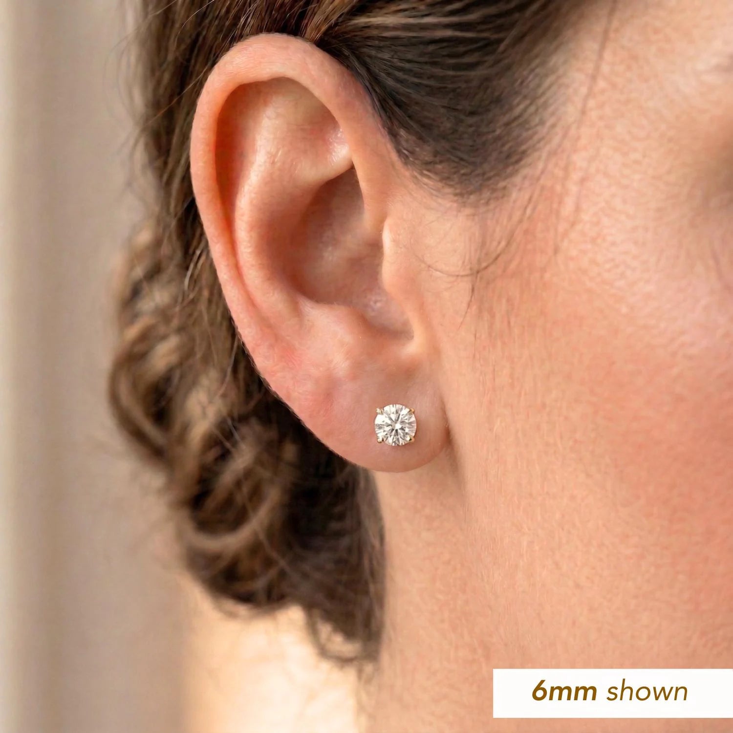 14K Yellow Gold Solitaire round Cubic Zirconia Stud Earrings in Secure Screw-Backs, Sleeper Cz Studs, Unisex, by TILO Jewelry