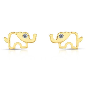 10K Yellow Gold Elephant Stud Earrings
