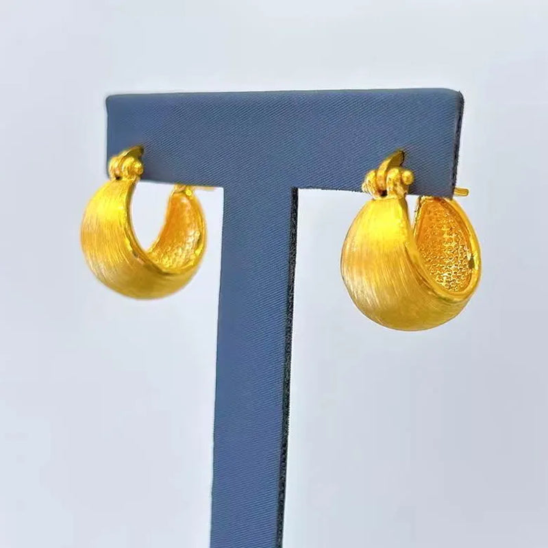 24K Pure Gold, 24K Gold Earrings, Gold U Shape Earrings, Gold Hoop Earrings, Gold Huggies, 24K Solid Gold Earrings, Gold Statement Earrings