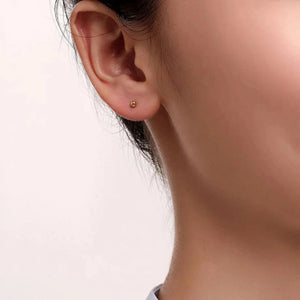 Minimalist Ball Stud Earrings: Stainless Steel Silver, Gold, Rose Gold, Black (3-7Mm)