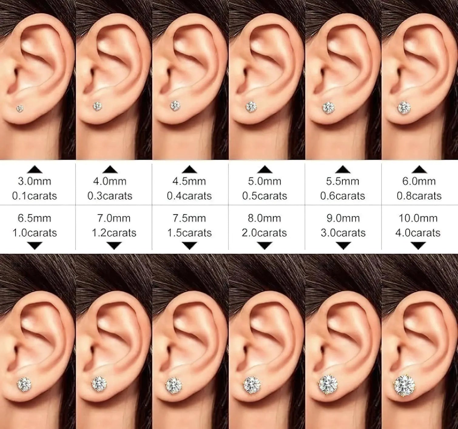 10K Gold Moissanite Stud Earrings | Screw Back round Cut Solitaire | Everyday Diamond Alternative Earrings