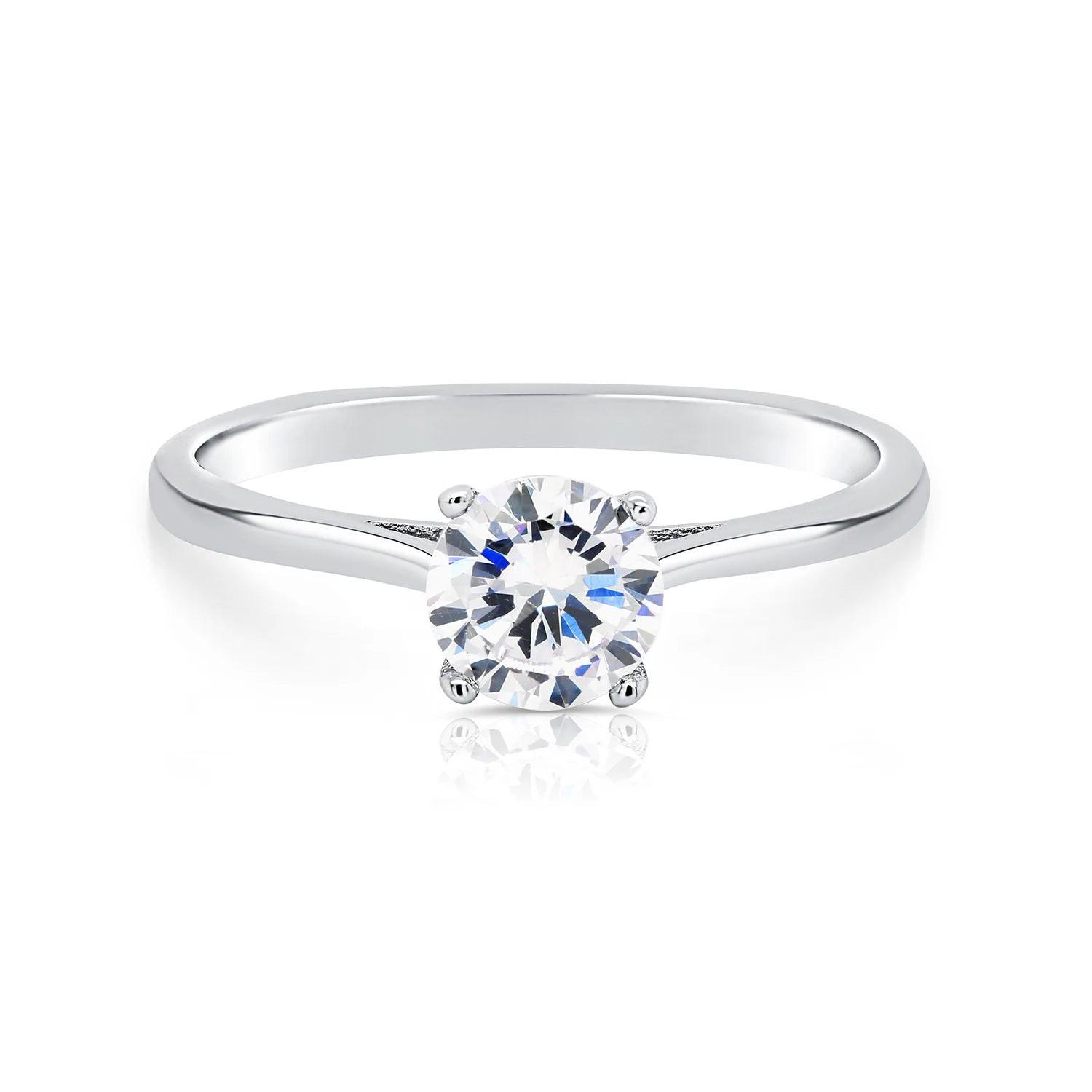 Stunning Sterling Silver Simulated Diamond Engagement Ring – The Perfect Sparkling Proposal for Love Stories, Anniversaries & Romantic Gifts!.