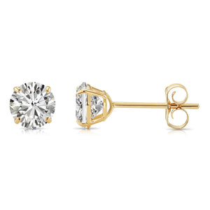 10K Yellow Gold Classic Solitaire Stud Earrings with Pushbacks