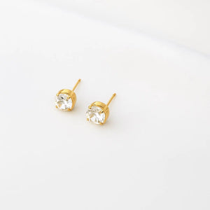 Gold Swarovski Crystal Stud Earrings - Elegant 8Mm Single Stone