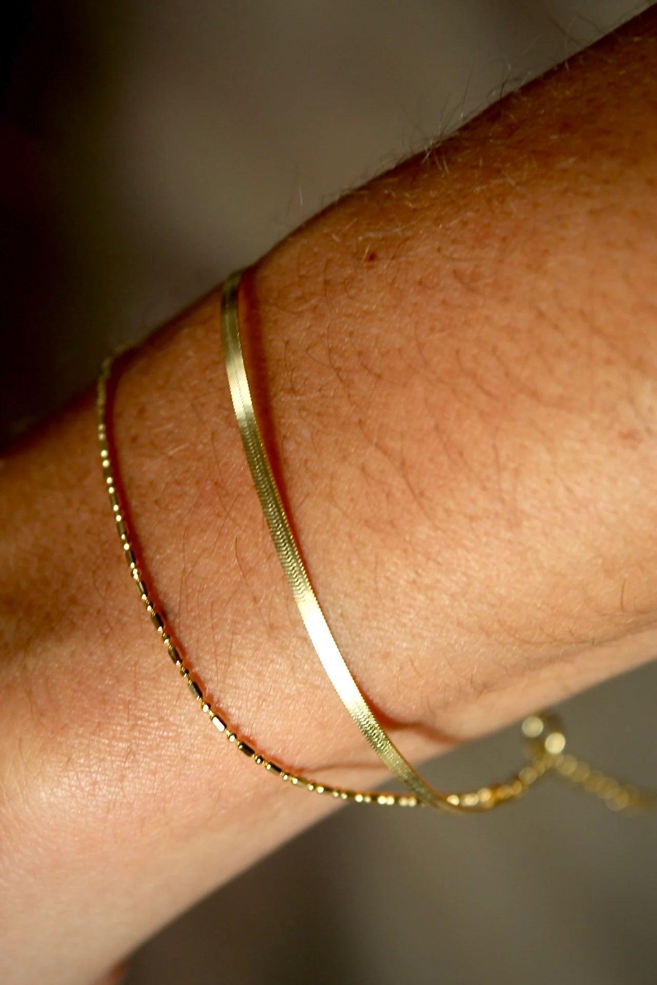 Elegant Gold Plated 925 Sterling Silver Double Chain Bracelet by Kiss London.