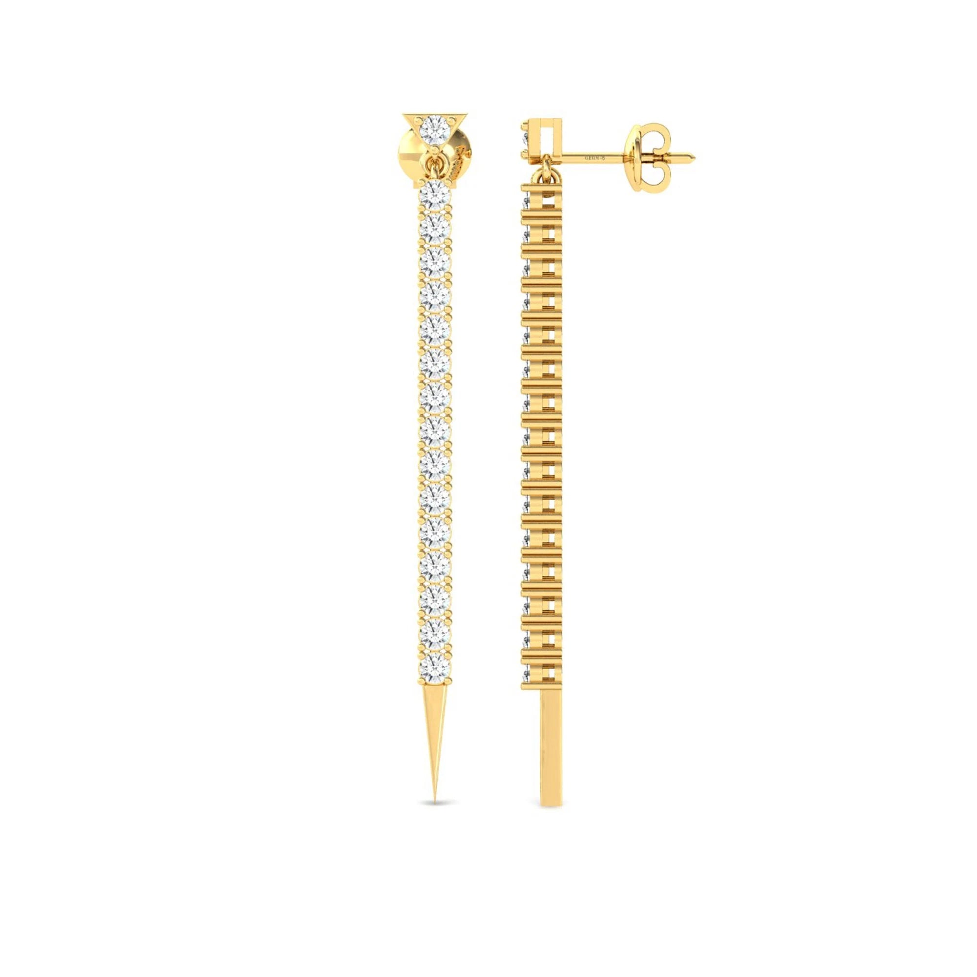 Bridal Drop Diamond Earring, Long Chain Earrings 14K White Gold