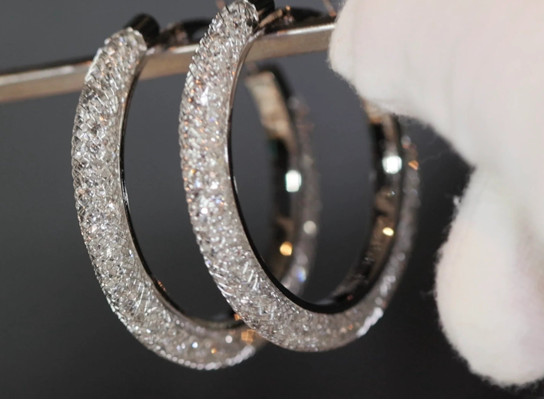 Diamond Hoop Earrings | Hoop Earrings | Womens Big Diamond Earrings | Silver Hoop Earrings with Diamonds | Womens Hoop Earrings | Earrings