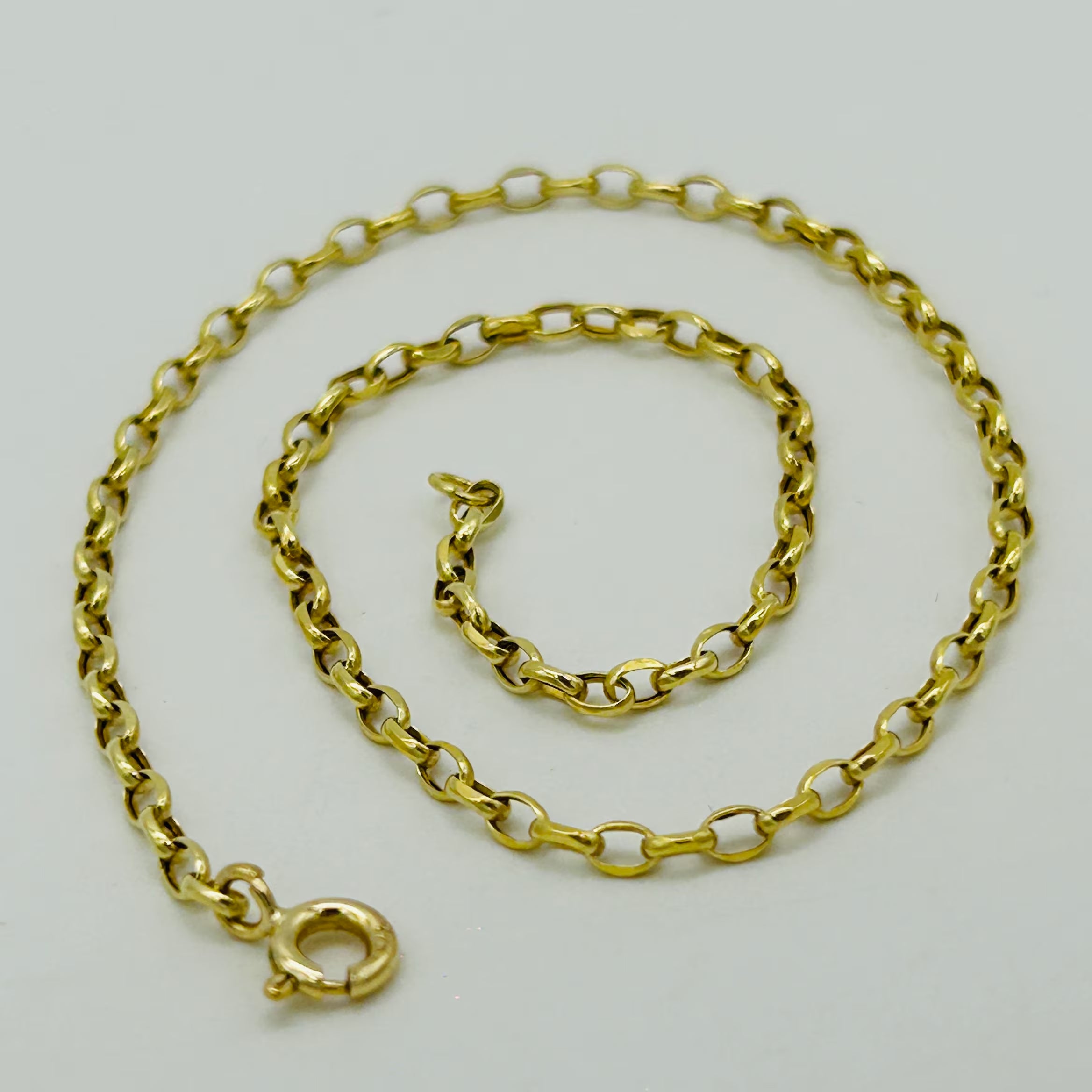9Ct Real Yellow Gold 2Mm Belcher Anklet | 10 Inch Oval Link Anklet | Women Gold Anklet | Brand New