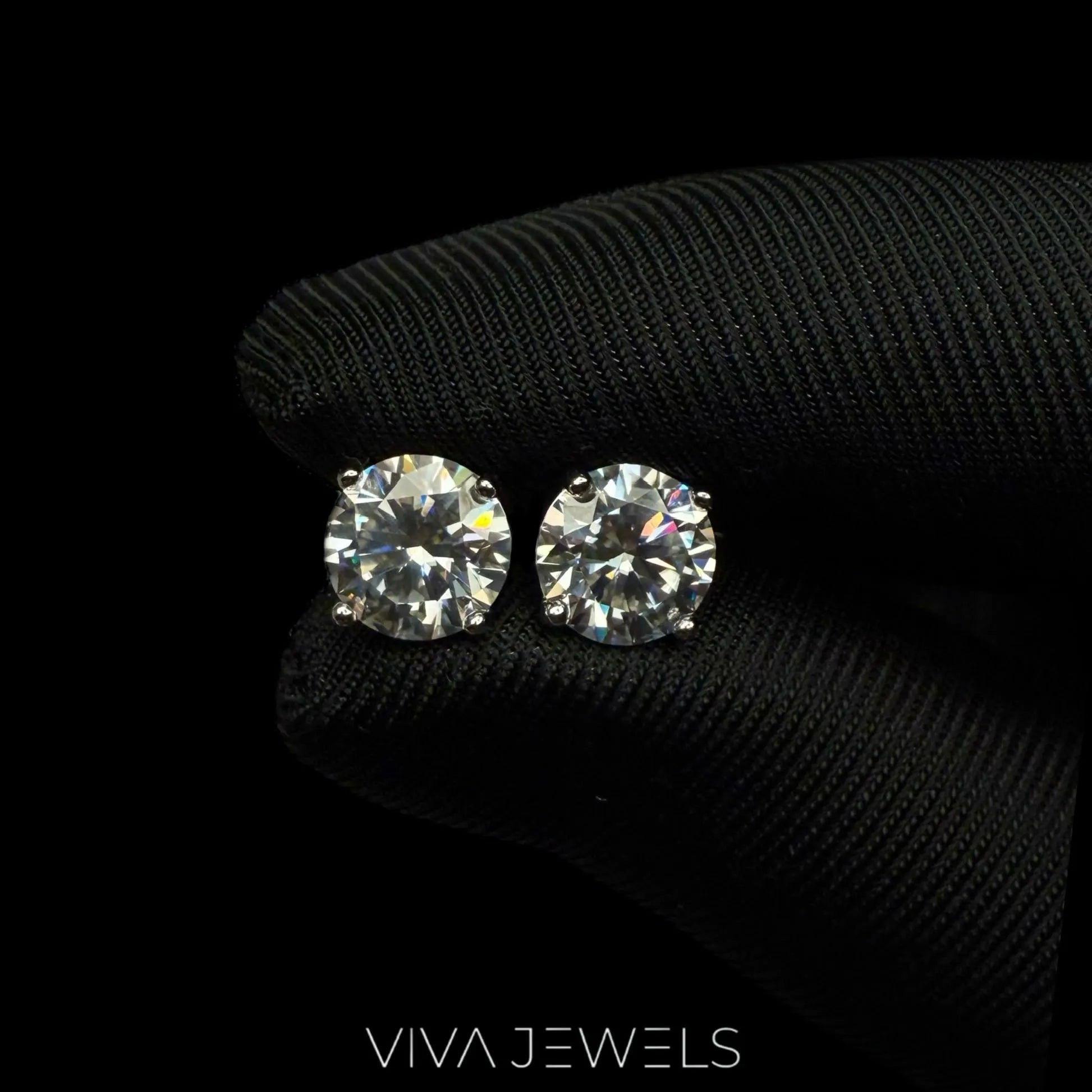VVS1 2CT Moissanite Solitare Stud Earrings White Gold Plated, 8Mm