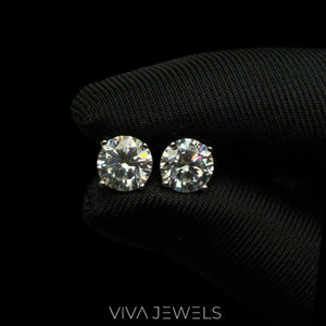 VVS1 2CT Moissanite Solitare Stud Earrings White Gold Plated, 8Mm