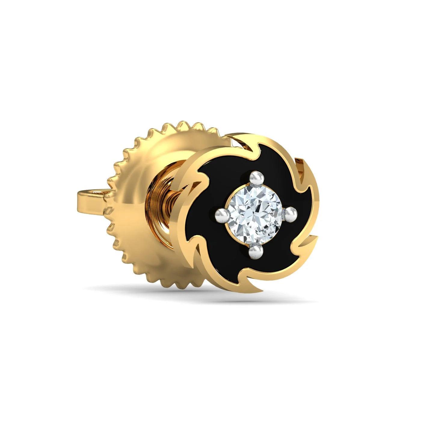 Men's Luxurious 14K/18K Gold Diamond Spinning Disc Stud Earring – Bold Single Ear Style for Everyday Glamour.