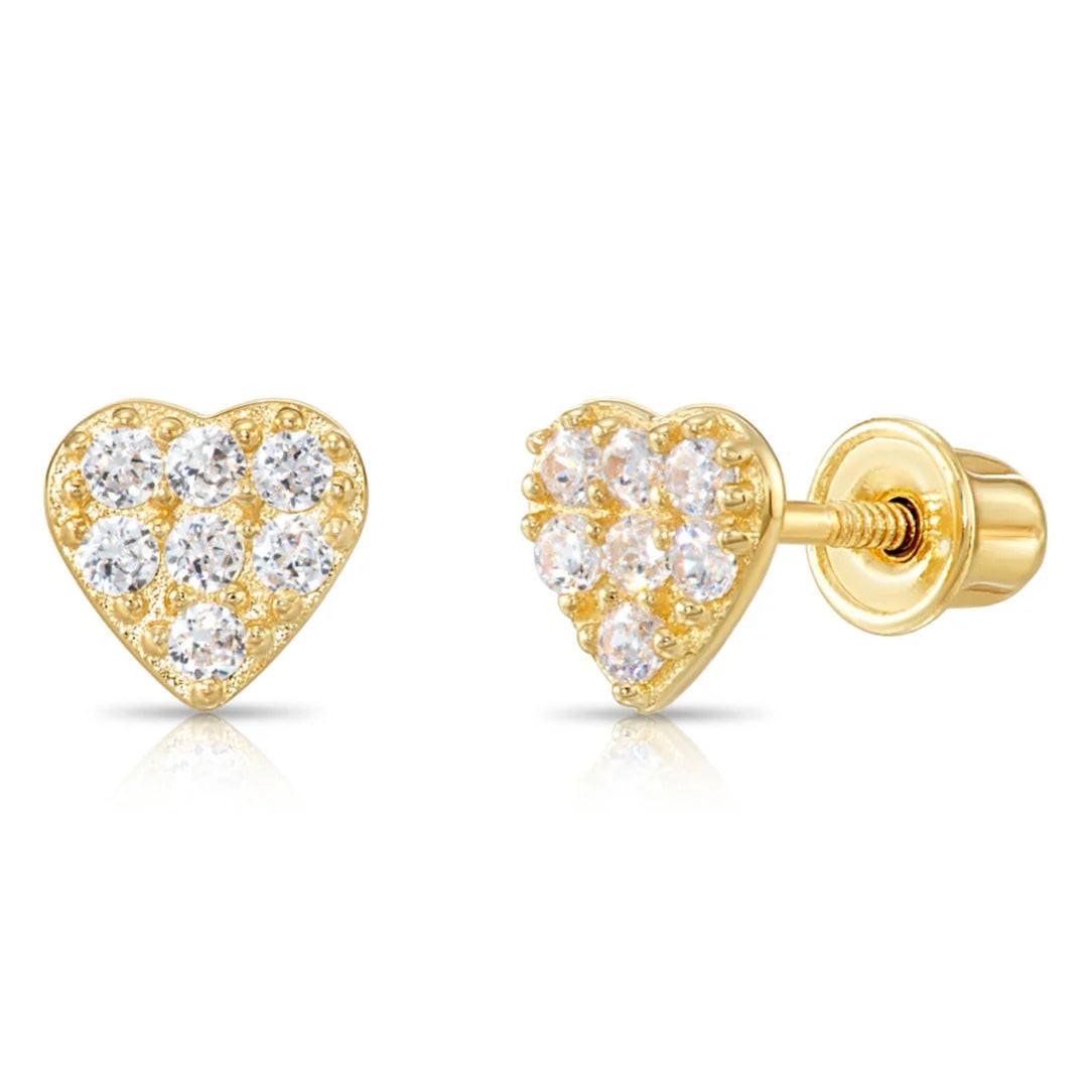 Elegant 14K Gold Heart-Shaped Stud Earrings for Timeless Style.