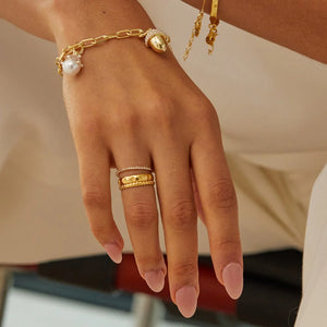 Dainty Ridged Stacking Ring 18Ct Gold Plate