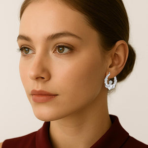 925 Sterling Silver Heart Crown Claddagh Hoop Earrings - Irish Friendship & Love Design.