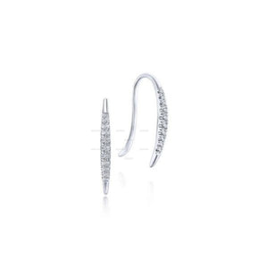 Tapered Moissanite Threader Drop Earrings, 14K Rose Gold Diamond Threader Earrings, Minimalist Threader Hook Earrings Thin Diamond Arc Hoops