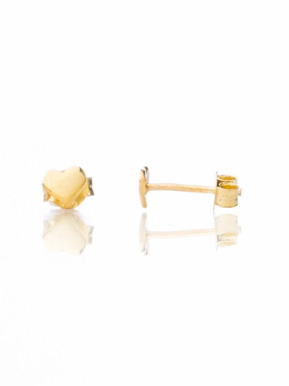 Dainty 925 Sterling Silver & 14K Gold Small Heart Stud Earrings - Perfect Gift of Luck!.