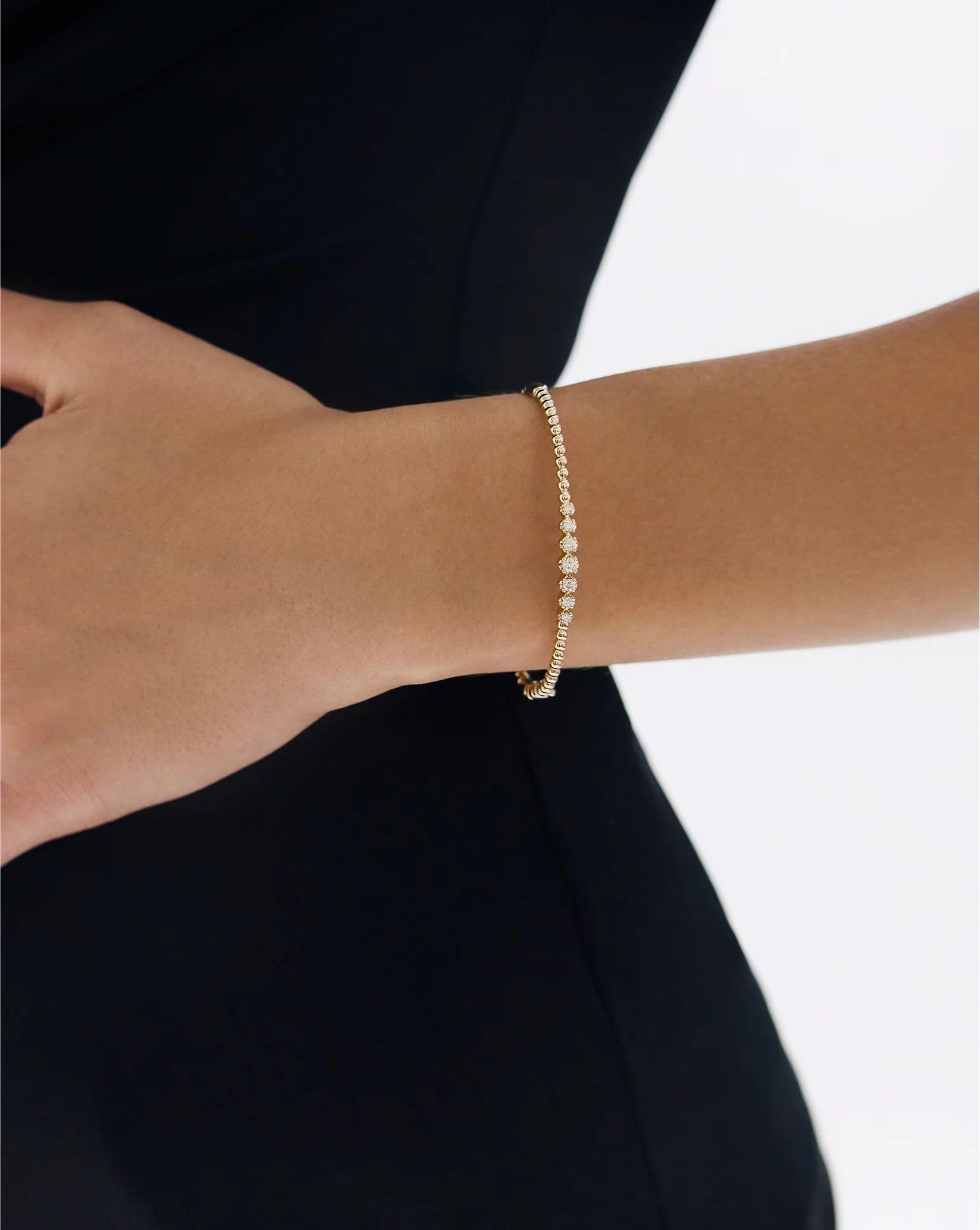 Stunning Diamond Cluster Bead Bangle – Elevate Your Elegance!.