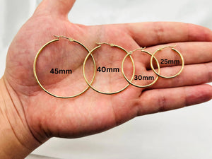 14K Gold Hoop Earring Set: Polished Real Gold, 1.5Mm Thick