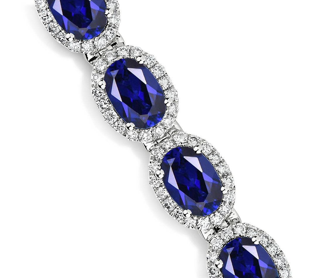 Blue Sapphire Bracelet for Women Blue Gemstone Bracelet Anniversary Gift for Women Engagement Bracelet 925 Sterling Silver Sapphire Bracelet